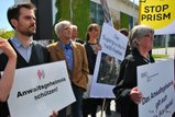 Christian Ströbele am 30.05.2015 auf der Demo "Anwälte gegen Totalüberwachung."