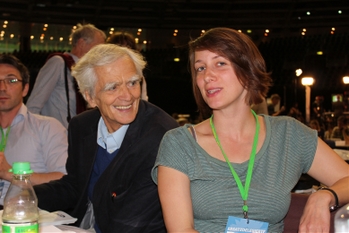 Hans-Christian im Gespräch mit Paula Riester (Sprecherin der BVV-Fraktion Friedrichshain-Kreuzberg) auf BDK 2013